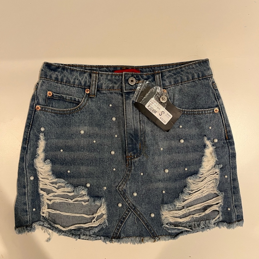 Signature8 Pearl Denim Miniskirt NWT